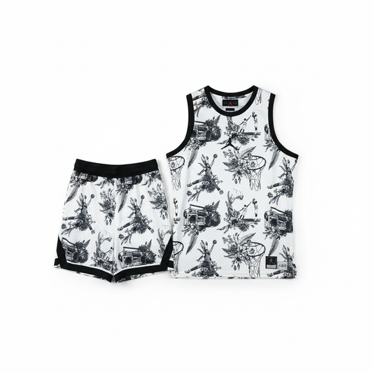 Conjunto Jordan Classic Blanco y Negro – Dri-Fit Premium