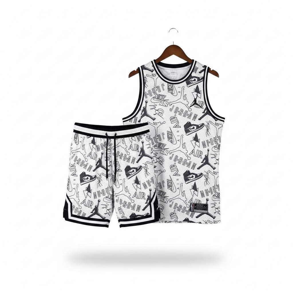 Conjunto Jordan Blanco y Negro – Dri-Fit Premium